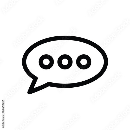 Bold Minimalist Speech Bubble Icon with Three Dots Communication Messaging Symbol
