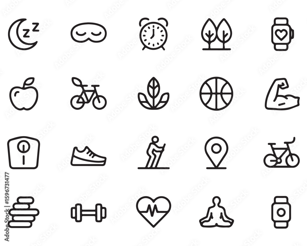 Fototapeta premium Health and Fitness Icons Set sleep