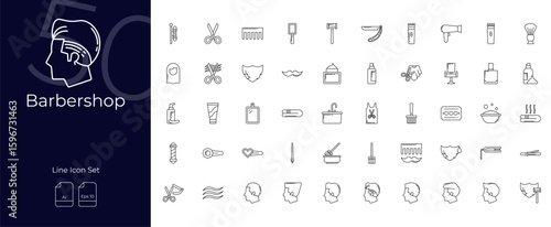 Barbershop Line Editable Icons set. Vector illustration in modern thin line style of Barbershop icons: barber, coiffure, hairdresser, etc