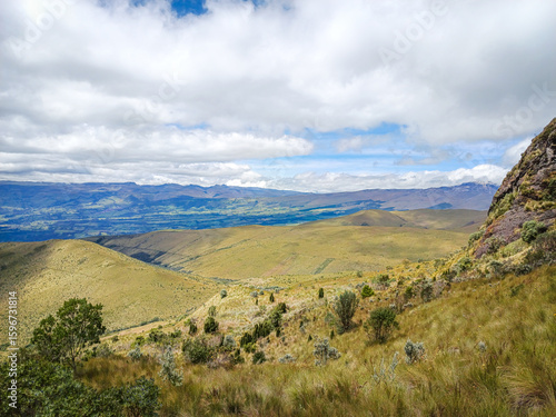 Pichincha Province, Quito, Ecuador - July 5, 2025: The Pasochoa volcano is located in the Pasochoa wildlife refuge. It is an extinct volcano, 4,200 meters high.