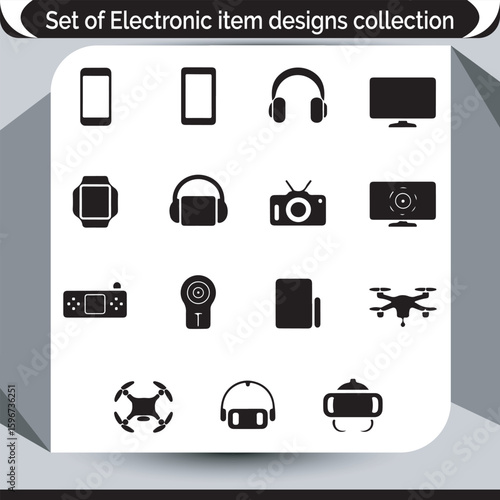 Electronic Gadgets and Devices Silhouette Collection Diverse Set of Modern Technology Icons and Designs for Digital and Print Media