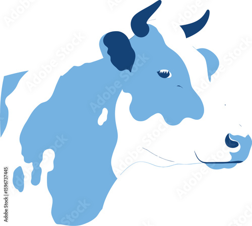 Blue cow illustration dairy farm animal livestock cattle agriculture art work