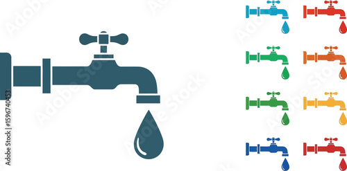 Water tap dripping vector illustration faucet plumbing leak repair service