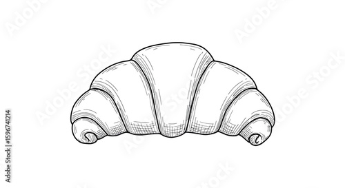 Hand-drawn croissant design in black and white