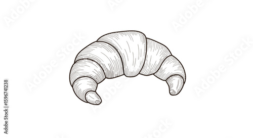 Hand-drawn croissant art detailed vintage bakery pastry design