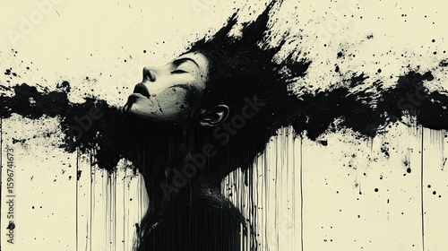 Abstract visual story told through primitive ink blots, simple characters, and chaotic line art.