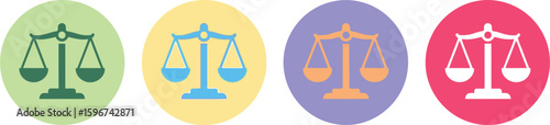 Justice scales law concept icon set balance legal symbol court judgment design