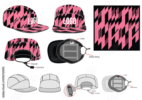 6 PANEL CAPS MOSAIC PATTERN DESIGN MOCKUP