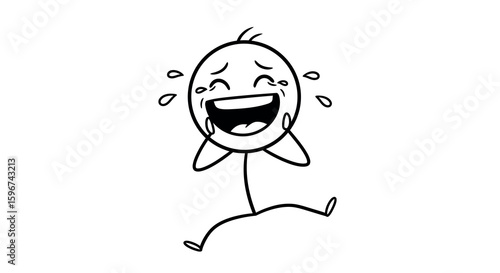 Laughing stick figure character showing joy and happiness