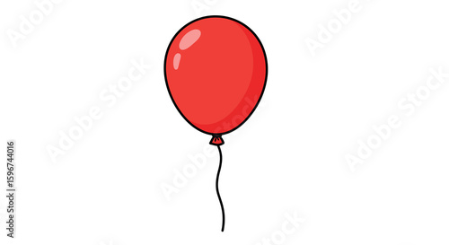 Simple red balloon design with black outline on white background