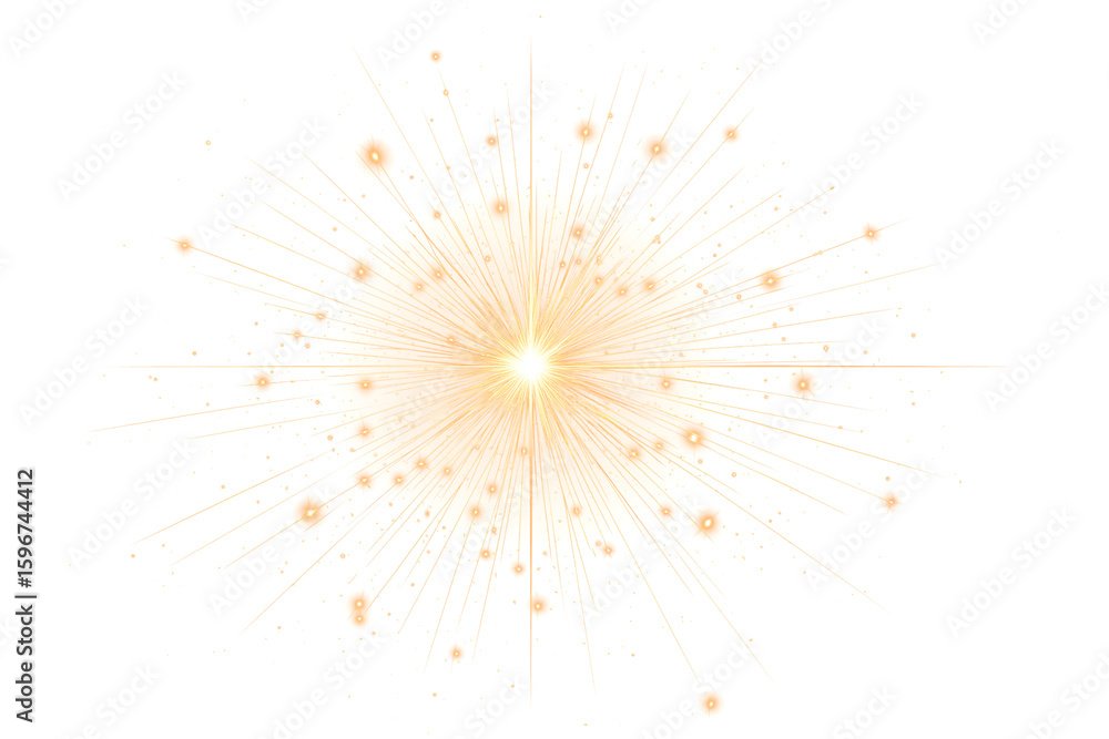 Obraz premium Golden firework texture, thin stroke lines. Isolated png illustration, transparent background. Design for overlay, montage, texture. Happy new year concept. 