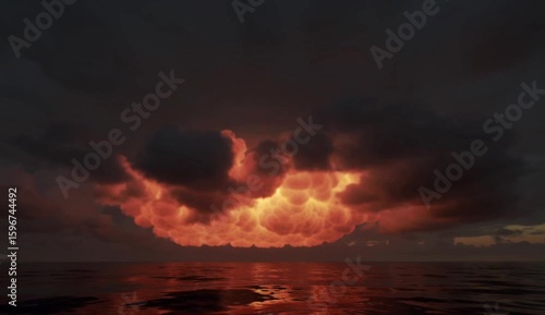 Apocalyptic Nuclear Explosion Over Ocean at Sunset Stunning Digital Art Scene