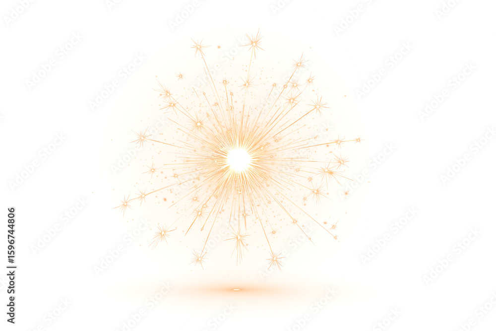 Fototapeta premium Golden firework texture, thin stroke lines. Isolated png illustration, transparent background. Design for overlay, montage, texture. Happy new year concept. 