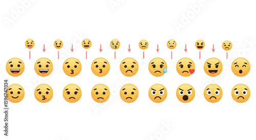 Evolution of emotions: emoji facial expressions from joy to anger