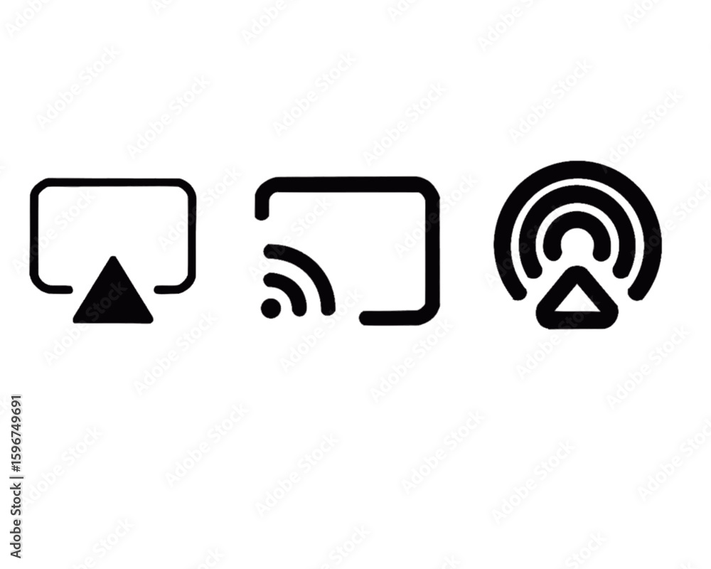 Ταπετσαρία Airplay icons set. Wi-Fi video or audio streaming technology
