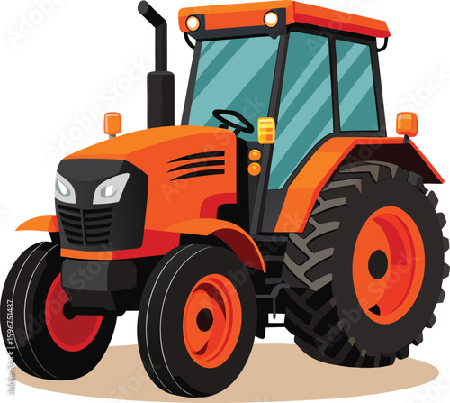 Orange Farm Tractor Powerful Machine Agriculture
