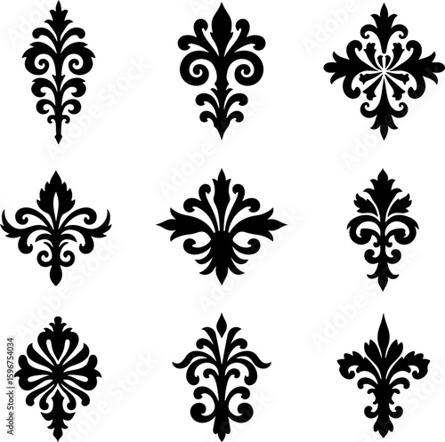 Ornamental Damask Vector Set graphics