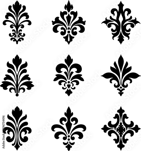 Ornamental Damask Vector Set graphics