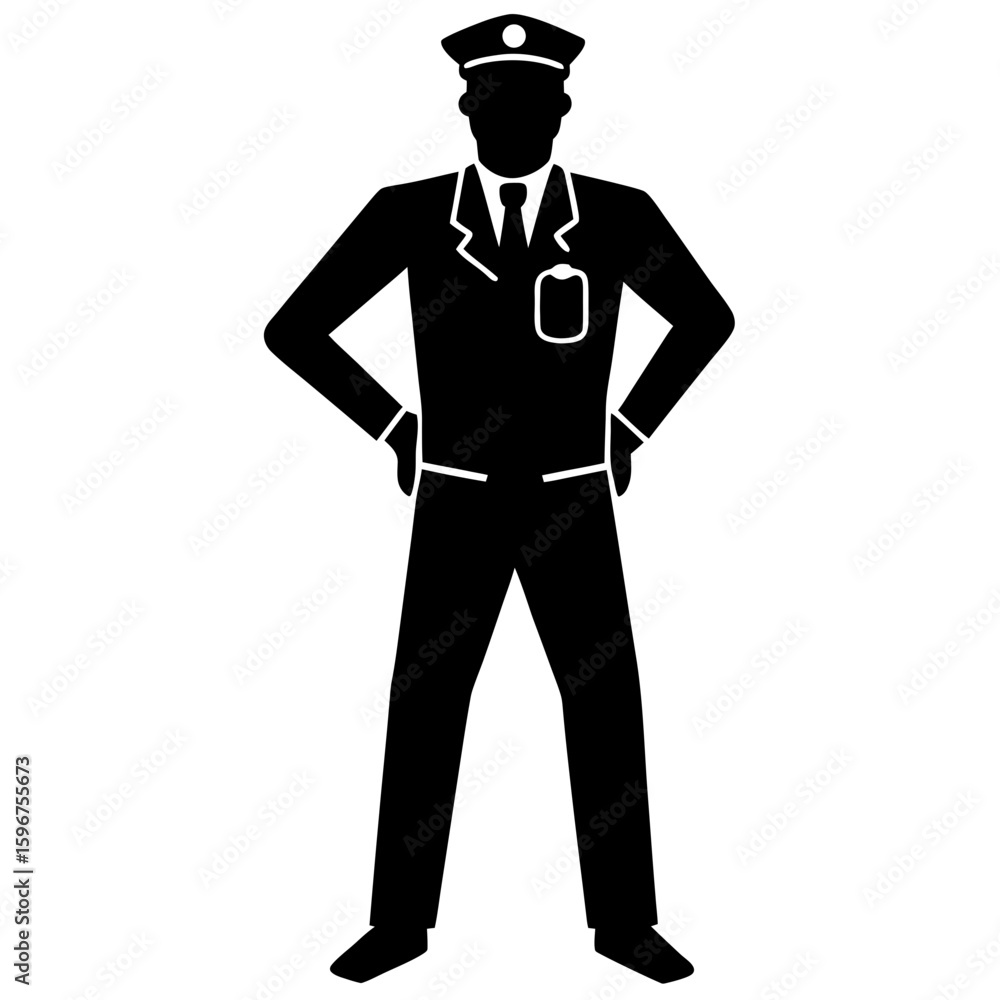 Black silhouette of a police officer uniform Black silhouette of a police officer uniform