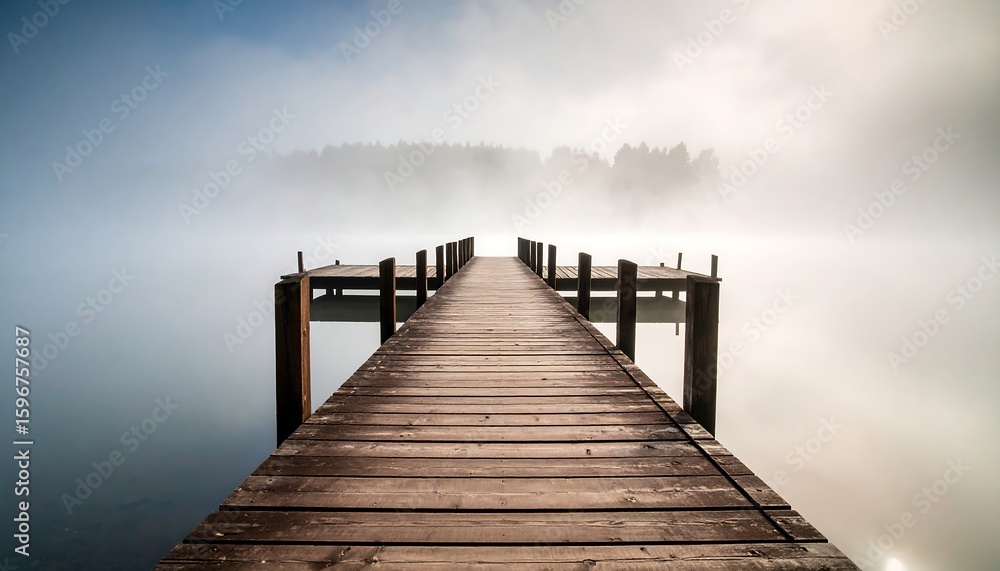 Fototapeta premium Misty lake dock (1)