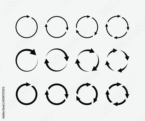 Set of Circular Arrow Icons, curved arrow icons set curved arrows  symbol