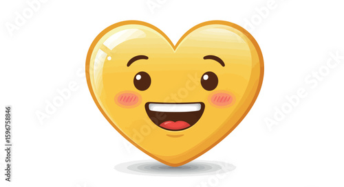 Happy heart cartoon with smiling face on white background