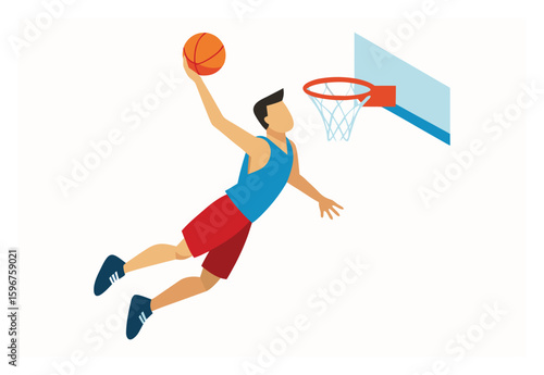 basketball slam dunk scoring player vector elements illustration fast paced basketball