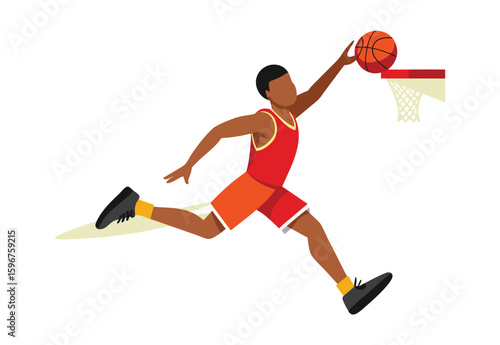 basketball player slam dunk scoring vector illustration dynamic basketball action sports art  