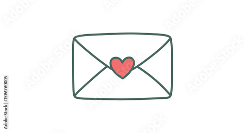 Hand-drawn love envelope with heart icon