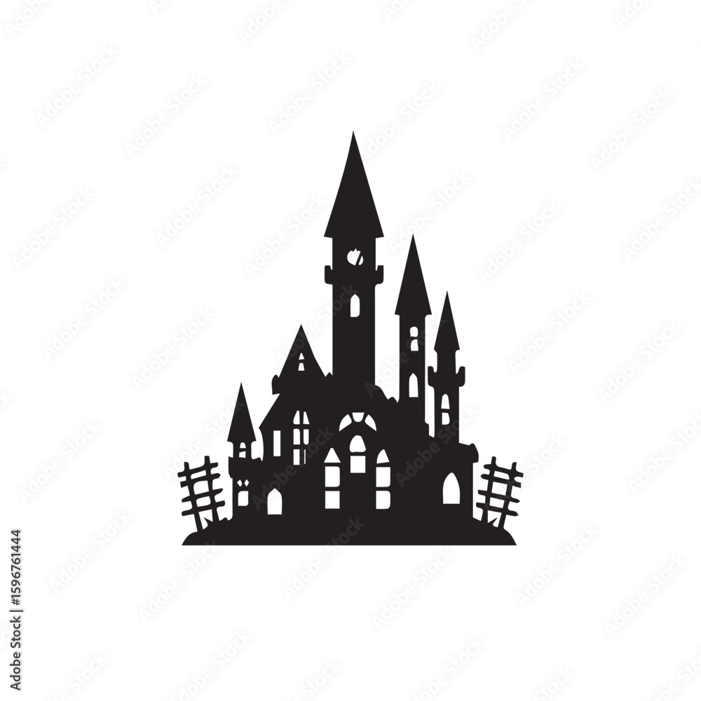 Obraz premium Halloween Silhouette Icons – Black and White Spooky Set