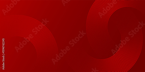 Modern abstract red background with circle lines. Geometric stripe line art design for poster, brochure, cover, website, header, web banner, presentation.