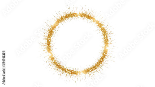 A shimmering gold sparkle ring isolated on a transparent background