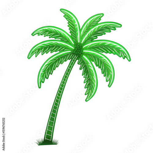 Neon Palm Tree PNG – Glowing Tropical Tree Clipart with Transparent Background

