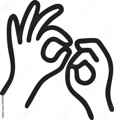  An icon of two hands forming gestures, representing sign language and communication for the hearing impaired.