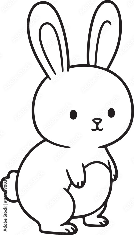 Cute bunny standing with big ears, minimalistic cartoon outline, Cute bunny standing with big ears, minimalistic cartoon outline,