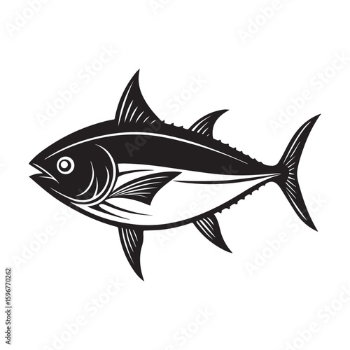 tuna fish silhouette vector illustration logo sticker design 