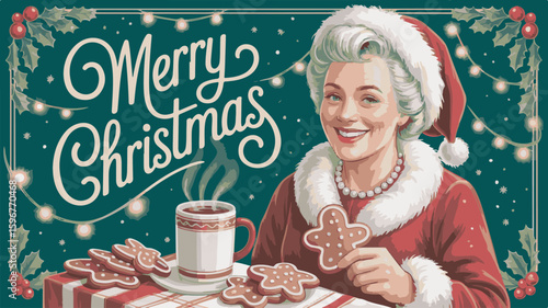 senior woman with christmas tree
