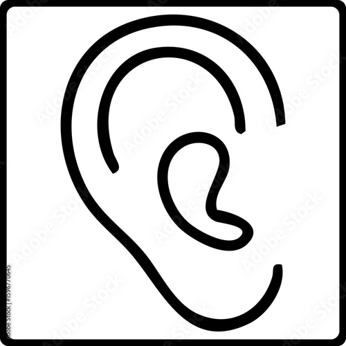 A  icon of an ear with a diagonal line crossing through it, symbolizing hearing impairment or deafness.