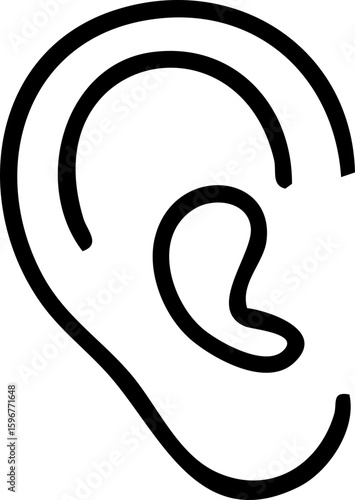  A icon of an ear with a diagonal line crossing through it, symbolizing hearing impairment or deafness.