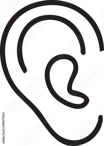  A icon of an ear with a diagonal line crossing through it, symbolizing hearing impairment or deafness.
