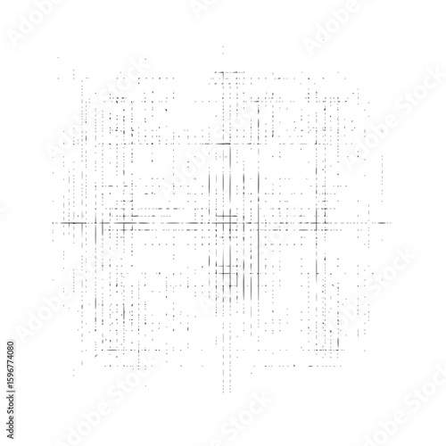 Concentric circles in black and white with a rough textured appearance creating a dynamic visual effect