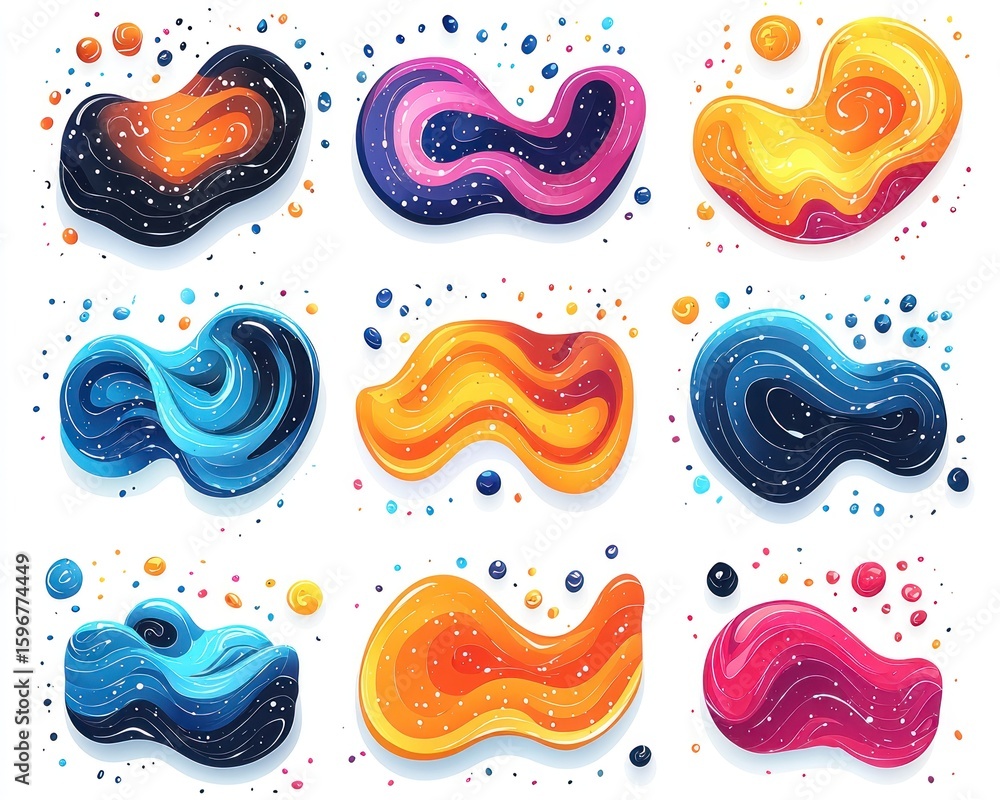 Abstract Colorful Fluid Shapes: A Galaxy of Vibrant Hues Abstract Colorful Fluid Shapes: A Galaxy of Vibrant Hues