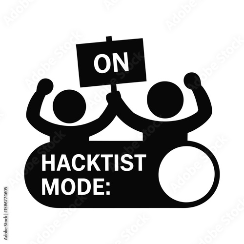 Hacktivist mode on silhouette isolated on white background