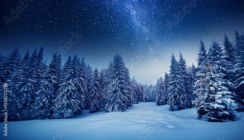 snow night christmas forest