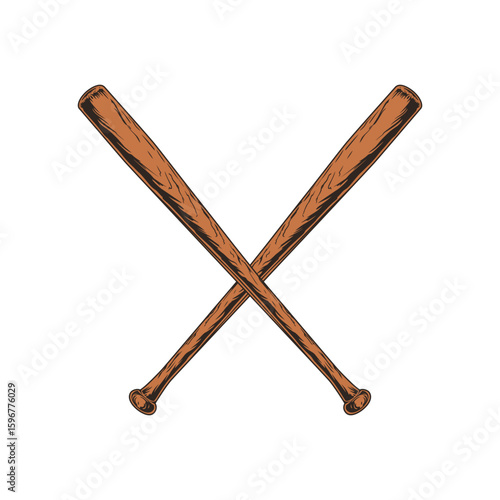 Crossed baseball bats graphic features a classic sports design suitable for team logos and promotional materials related to baseball.