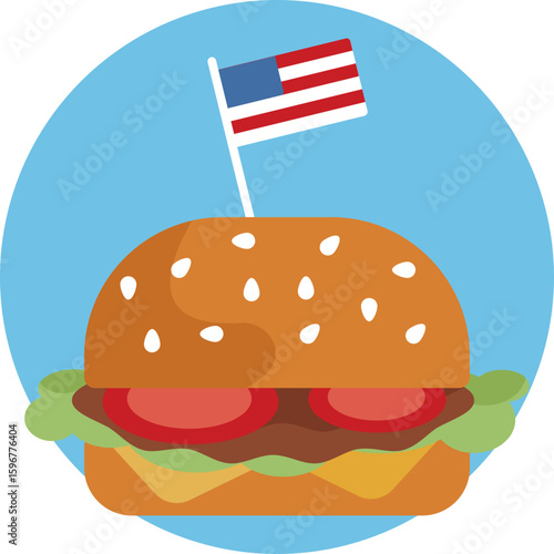 Classic grilled burger symbolizing traditional Independence Day cookouts and celebrations.