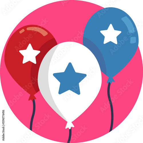Colorful balloons celebrating Independence Day festivities.