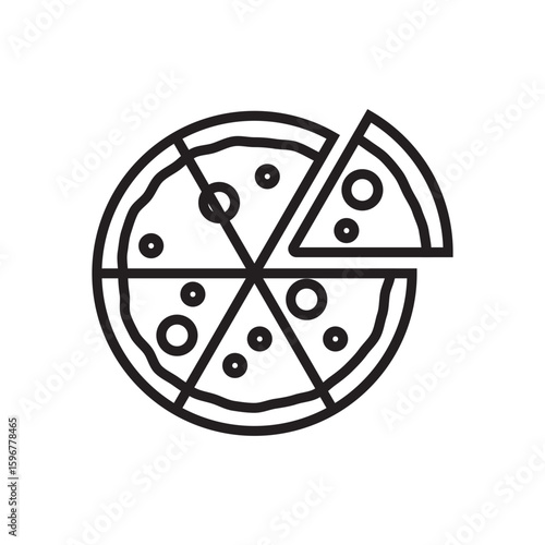 pepperoni pizza. Vector clip art illustration, icon