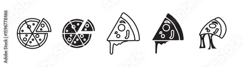 pepperoni pizza. Vector clip art illustration, icon
