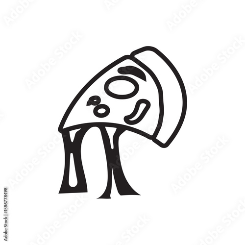 pepperoni pizza. Vector clip art illustration, icon